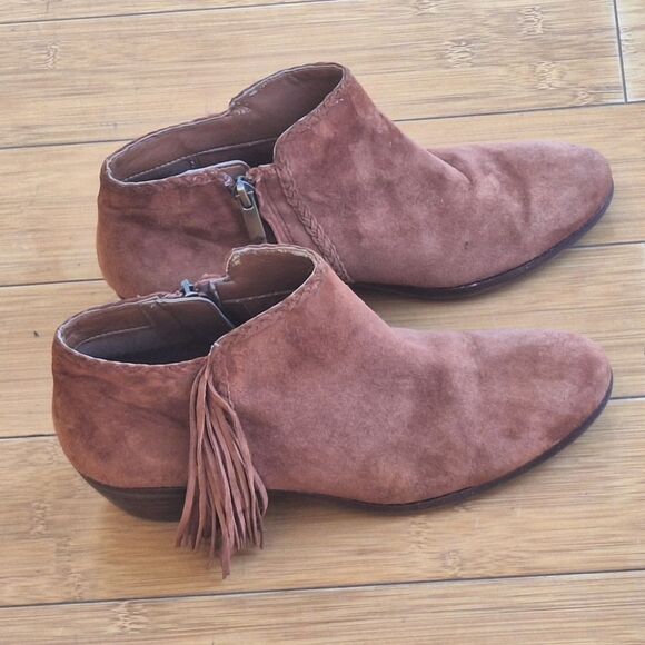 Sam Edelman Paige Suede Booties Fringe Ankle Boots Cinnamon sz 9 Festival Boots - Picture 2 of 16